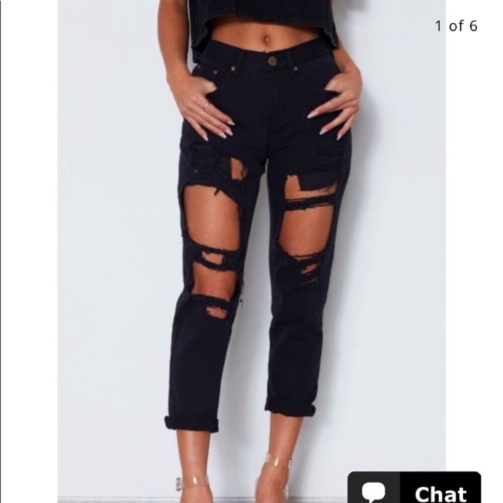 Black ripped boyfriend jeans